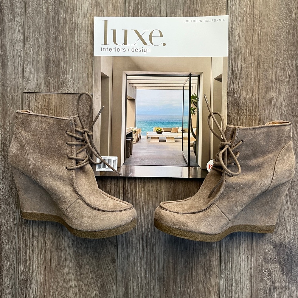 Nine West Ultra Suede Wedge Booties